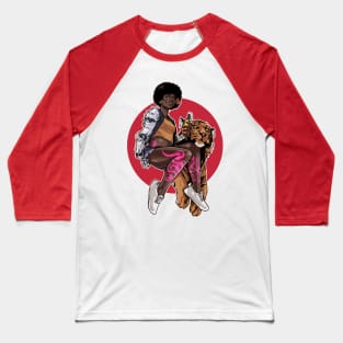 Tiger and a Lady - cyberpunk Baseball T-Shirt